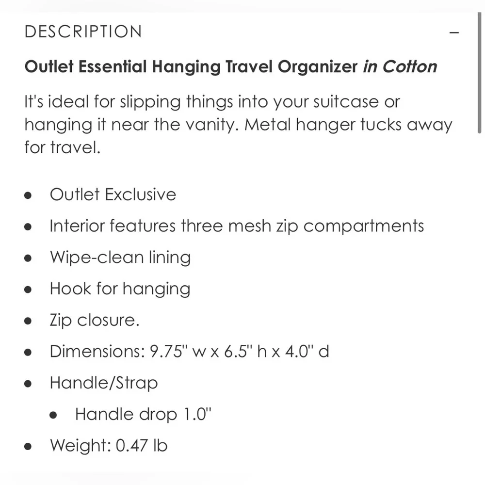 Vera Bradley Hanging Travel Organizer in Wild Prairie
